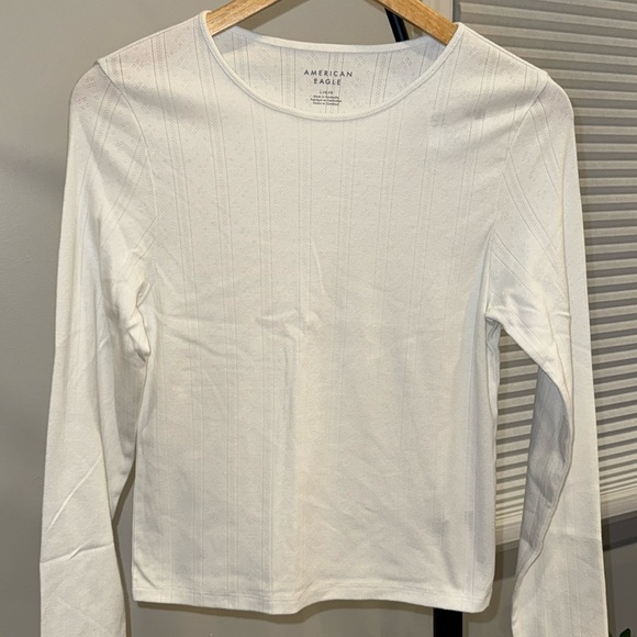 American Eagle Long Sleeve Pointelle Knit Tee - Picture 1 of 7